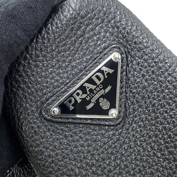 PRADA Triangle Shoulder Bag Leather Black 2VY007 - Picture 9 of 12
